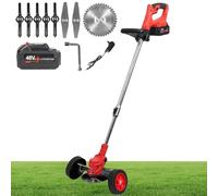 Cortadora de jardín inalámbrica con ruedas, hoja de corte ajustable, diseño giratorio para césped, patios, entradas