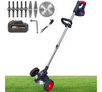 Cortadora de jardín inalámbrica con ruedas, hoja de corte ajustable, diseño giratorio para césped, patios, entradas