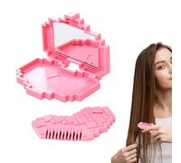 Cortadora de pelo de puntas abiertas, peines multifuncionales para adelgazar el cabello, peine de tijeras con espejo, recortador de pelo en forma de corazón | para viajes, al aire libre, hogar, rutina