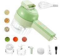 Cortadora de Verduras Eléctrica SliceEase 4 en 1,Procesador de Alimentos Sin Cable,Portátil,para Ajo,Cebolla,Carne,Frutas,Mini Cortadora y Batidor de Huevos,Gadget de Cocina Multifuncional (Verde)