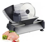 Cortadora Eléctrica De Carne, Rebanadora De Comida De Con Empujador De Alimentos, Cuchilla De Acero Inoxidable Extraíble De 19 Cm, Grosor Ajustable 1-15 Mm, Interruptor De Seguridad, Para Carne, Queso