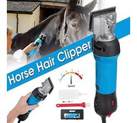 Cortadora eléctrica de crin de caballo de 450 W, cortadora de cuchillas de aseo equino ajustable, máquina de corte de pelo para animales grandes y medianos, perro, equino, ganado, azul