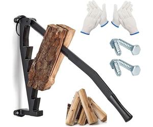 Cortadora manual de troncos - Separador de troncos de tornillo montado en la pared para cortar leña - Ideal para parrillas de barbacoa - Cortador de leña eficiente para uso doméstico