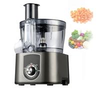 Cortadora y picadora eléctrica comercial de verduras con motor de 600 W, rejillas de corte de 8 mm/10 mm, cuchilla para rebanar, color negro.