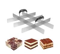 Cortadores cuadrados para hornear acero inoxidable - elegante peso ligero compacto de acero divisor de torta, mango, herramientas de postre, pastel Fondant Flan Cutting Home | Multiusos al aire libre