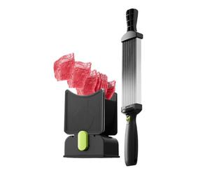 Cortadores de carne para carne cruda, espesor ajustable 2 o 4 mm, 17 en 1 cuchillo de cocina de carne de acero inoxidable, cortador de carne manual para salmón de cerdo de carne, copen de avión