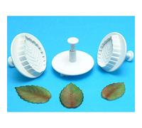 Cortadores de Émbolo de Hoja de Rosas Veteada PME, Tamaños Pequeño, Mediano y Grande, Juego de 3