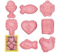 Cortadores de galletas cristianas: juego de moldes de galletas cruzadas 3D con cáliz y símbolos sagrados | Bautismo Cutter Juego para eventos religiosos, Pascua, Holiday Horney, Reunión de la