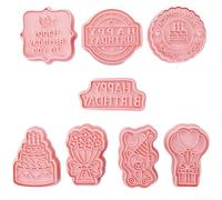 Cortadores de galletas de cumpleaños con temática de dibujos animados, paquete de 8 para hornear, manualidades de fondant y tareas de creación de pasteles