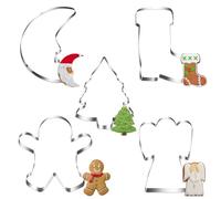 Cortadores de Galletas Navideñas, 5 Piezas Cortadores Galletas De Hombre Jengibre, árbol De Navidad Cortador de Galletas Acero Inoxidable, Luna ángel Cortadores Galletas Regalos para Hornear