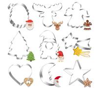 Cortadores de Galletas Navideñas, 9 Piezas Cortadores Galletas De Gnomo, Alce Cortador de Galletas Acero Inoxidable, Estrella Luna Papá Noel Cortadores Galletas Regalos para Hornear Pasteles Fondant