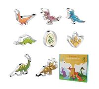 Cortadores de galletas para niños, cortadores de galletas con animales | Cortadores de galletas para dinosaurios de acero inoxidable de 8 piezas | Molde de dinosaurio, bonitos moldes de galletas para