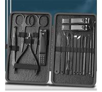 Cortadores de manicura, juego de cortaúñas, cuchara para oreja de acero inoxidable para el hogar, cortauñas, herramienta de tijeras para uñas de pedicura, juego de 18 Uds.