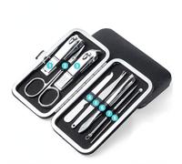 Cortadores de manicura Juego de cortaúñas Cuchara para orejas de acero inoxidable Cortaúñas Pedicura Herramienta para decoración de uñas Manicura, 8 piezas Negro