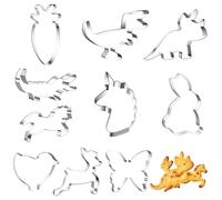 Cortadores Galletas Animales - 10 Mini Moldes Galletas Infantiles, Moldes Galletas Pascua en Acero Inoxidable 304, Divertidos Cortadores de Galletas para Fondant, Bizcochos y Pasteles