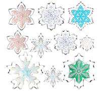 Cortadores Galletas de Navidad -Juego de 10 Copos de Nieve de Frozen Cortadores de Galletas,DIY Moldes Galletas, Moldes de Galletas Cortador Acero inoxidable para Pastel, Cookie, Fondant
