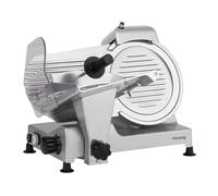 Cortadora de fiambre eléctrica H.Koenig MSX250, profesional, precisa, espesor de corte 0-12 mm, cuchilla italiana de 25 cm, afilador integrado, amplia bandeja, 282 rpm, plateado
