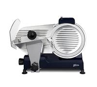 Cortadora de fiambre eléctrica H.Koenig MSX256, Profesional, Precisión, Espesor de corte 0-12mm, Cuchilla italiana de 25cm, Afilador integrado, amplia bandeja, 282 rpm, Azul