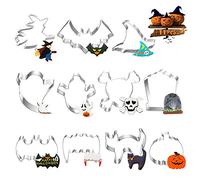 Cortapastas para Galletas Halloween, 11PCS Moldes de Galletas para Pastel, Cookie Fondant Formas, Halloween Decoración Fiesta, Acero Inoxidable Cortapastas para Galletas (blanco 2)