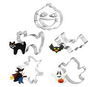 Cortapastas para Galletas Halloween, 5 PCS Moldes de Galletas para Pastel, Acero Inoxidable Cortapastas para Galletas, Halloween Decoración Fiesta, Cookie Fondant Formas