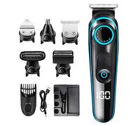 Cortapelos,5 En 1 Inalámbrico Eléctrica Clipper,profesional Recortador De Pelo Con Peines De Límite Usb Recargable Pantalla Lcd Azul