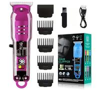 Cortapelos eléctrico - Cortapelos inalámbrico con pantalla LCD, hoja de acero inoxidable, peine ajustable 0-4 mm, cabezal en T, batería de 90 minutos y carga USB rápida (LT-808) (rosa)