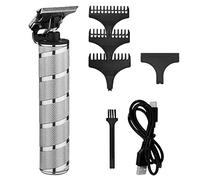 Cortapelos Hombre Azanaz Maquinilla Cortar Pelo Carga Usb Retro Cortadora De Pelo Escultura Diente-T Maquina Cortapelo Hombre (Plata)