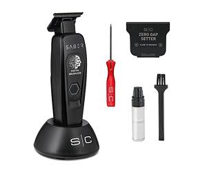 Cortapelos Hombre Profesional Stylecraft Saber Trimmer de Gamma Più, Cortadora de Pelo Motor Brushless, 180 Minutos Autonomía Sin Cable, Cuchilla Ajustable Espacio Cero 0 Gap, Cuerpo Metálico (Negro)