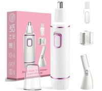 Cortapelos Nariz y Oreja, 2 en 1 cortador pelos nariz, Profesional Cortadoras de vello facial, Cuchillas de Doble Borde con IPX7 Impermeable, Fácil de Limpiar, Motor Potente, Blanco