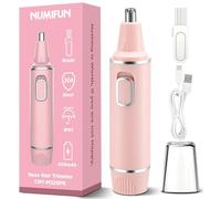 Cortapelos Nariz y Oreja, cortador pelos nariz Recargable por USB, Profesional Cortadoras de vello facial, Cuchillas de Doble Borde con IPX7 Impermeable,Motor Potente, Rosa