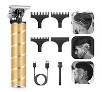 Cortapelos Para Hombres, Maquina Cortapelo Profesional, Electrónico Recortadora Hombres Maquina Cortapelo Inalámbrica USB Recargable con 4 Peines Guía Cortadora de cabello con cuchilla en T (Gold)