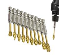Cortar Burrs, Taladro De Tungsteno Juego De 10 - Alto Rendimiento 1/4 Pulgada De Carburo De Espiga Burr Para La Carpintería Metal Grabado Debring Porting Fabrication Optimizar El Procesamiento