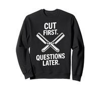 Cortar Las primeras Preguntas más Tarde Humor Divertido de Peluquero Sudadera