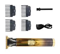 Cortas inalámbrico Vintage T9, Máquina de afeitar para barba con detalle cero huecos en relieve vintage, Recortadora de inalámbrica con hoja en T para bigotes, de nariz, aseo con 4 peines guía Xzbling