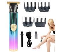 Cortas inalámbrico Vintage T9,Máquina de afeitar para barba con detalle cero huecos en relieve vintage | Recortadora de inalámbrica con hoja en T para bigotes, de nariz, aseo con 4 peines guía Facynde