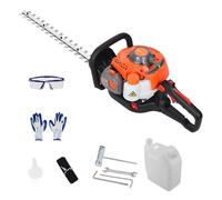 Cortasetos a Gasolina 26cc con Cuchilla Doble de 60 cm, Modelo Ligero de Metal con Mango Ergonómico, Eje Desmontable para Setos, Arbustos, Maleza y Jardines Exteriores y Huertos Naranja