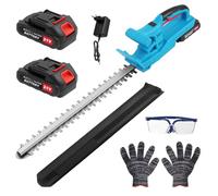 Cortasetos con batería Profesional, Cortasetos, batería eléctrica, Longitud de Corte de 50 cm, con 2 baterías y Cargador, Distancia Entre Dientes de 17 mm, Cuchillas de Corte duales, Incluye Guantes