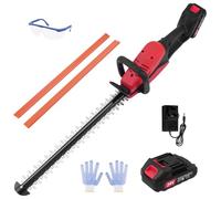 Cortasetos con batería Profesional, Cortasetos de jardín, 50 cm de Longitud de Corte, con 2 baterías y Cargador, Distancia Entre Dientes de 15 mm, Cuchillas de Corte duales, Incluye Guantes, Funda