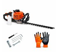 Cortasetos de gasolina con motor de 2 tiempos de 23 cc, cuchillas de doble corte de 60 cm, mango giratorio articulado y ergonómico, espaciado de dientes de 20 mm: ligero, potente y fácil de manejar