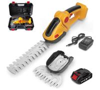 Cortasetos eléctrico de Mano 2 en 1, Cabeza de Corte Ajustable 45°/60°/90° | Cuchillas Reemplazables, Doble Cerradura de Seguridad(Yellow,24V: one power + one charging)