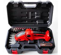 Cortasetos eléctrico de Mano 2 en 1, Cabeza de Corte Ajustable 45°/60°/90° | Cuchillas Reemplazables, Doble Cerradura de Seguridad(Red,24V: one power + one charging)