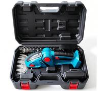 Cortasetos eléctrico de Mano 2 en 1, Cabeza de Corte Ajustable 45°/60°/90° | Cuchillas Reemplazables, Doble Cerradura de Seguridad(Blue,24V: one power + one charging)