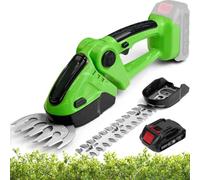 Cortasetos inalámbrico de mano, tijeras eléctricas 2 en 1 con 2 cuchillas intercambiables y batería recargable para arbustos y césped