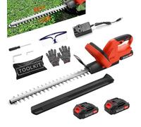 Cortasetos profesional con batería, 21 V, con batería y cargador, longitud de corte de 51 cm, distancia entre dientes de 15 mm, cuchillas de corte dual, cortasetos con batería para cortar setos