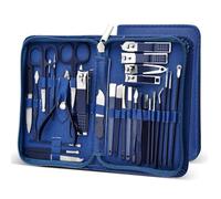 Cortaúñas 30 en 1, juego de 30 cortaúñas de acero para el hogar, tijeras para manicura y pedicura, color azul, 30 en 1, en forma de U