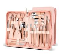 Cortaúñas 30 en 1 para manicura, 30 piezas, juego de cortaúñas de acero para el hogar, tijeras para pedicura, color rosa, 30 en 1, en forma de U