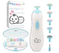 Cortauñas 6 en 1 para bebé, lima eléctrica Royal Angels, kit de manicura para bebés y adultos, kit para el cuidado de las uñas de los pies y las manos de recién nacidos (azul bebé)