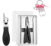 Cortaúñas biselado Eagle Beak, tres juegos de cortaúñas biselado con pico de águila, pico de águila inclinado para uñas encarnadas, para uñas gruesas, personas mayores y cuidado encarnado (negro)