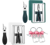 Cortaúñas biselado Eagle Beak, tres juegos de cortaúñas biselado con pico de águila, pico de águila inclinado para uñas encarnadas, para uñas gruesas, personas mayores y cuidado encarnado (verde +