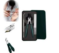 Cortaúñas biselado Eagle Beak, tres juegos mejorados de cortaúñas inclinados con mordazas anchas, cortaúñas curvo para uñas encarnadas/gruesas, antisalpicaduras (Green)